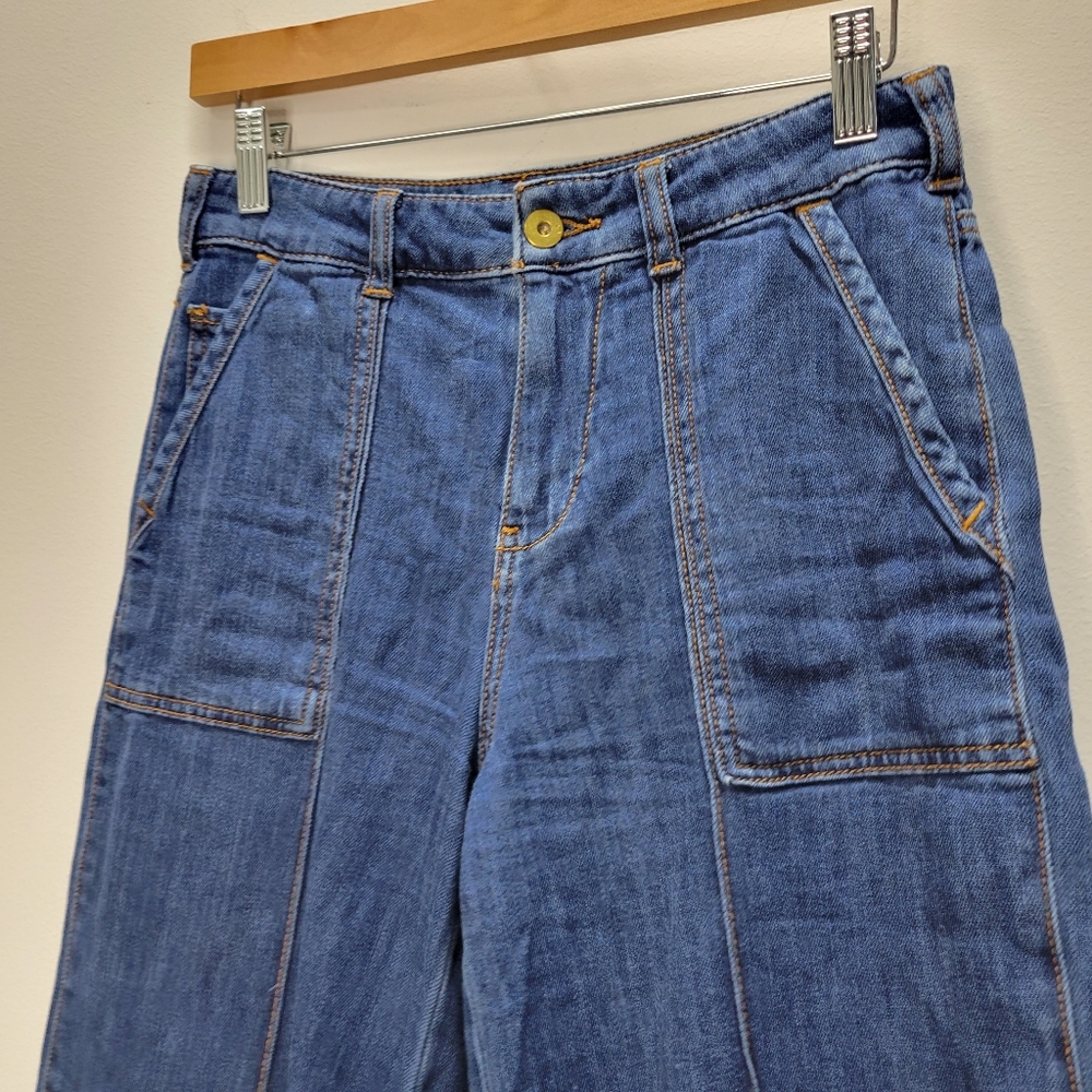 Anthropologie Pilcro and the Letterpress Wide Leg Crop Button Up Ankle Jeans 26 - Picture 8 of 15
